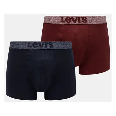 Boxerky Levi's 2-pack pánské, vínová barva, 37149-1002