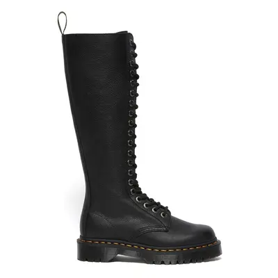 Kožené kozačky Dr. Martens 1B60 Bex dámské, černá barva, na plochém podpatku, DM27016001