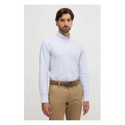 Bavlněná košile BOSS modrá barva, slim, s límečkem button-down, 50520275