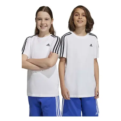 Dětské bavlněné tričko adidas U 3S bílá barva, s aplikací