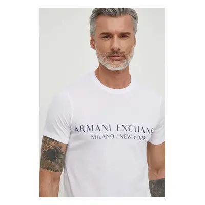 Tričko Armani Exchange pánské, bílá barva, s potiskem, 8NZT72 Z8H4Z NOS