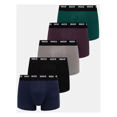 Boxerky HUGO 5-pack pánské, šedá barva, 50479944