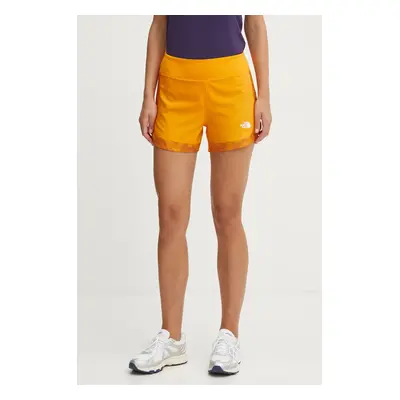 Sportovní šortky The North Face Sunriser dámské, oranžová barva, vzorované, high waist, NF0A88SE