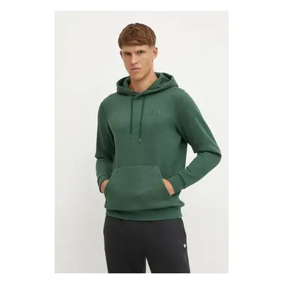 Mikina Under Armour Essential Fleece pánská, zelená barva, s kapucí, s potiskem, 1373880