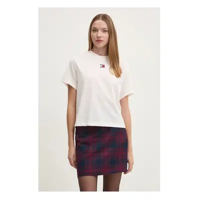 Tričko Tommy Jeans béžová barva, DW0DW17391