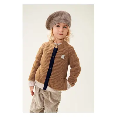 Dětský vlněný kardigan Liewood Tiago Knit Cardigan hnědá barva, LW19166