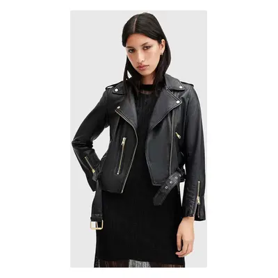 Kožená bunda AllSaints BALFERN BIKER dámská, černá barva, přechodná, W084LB