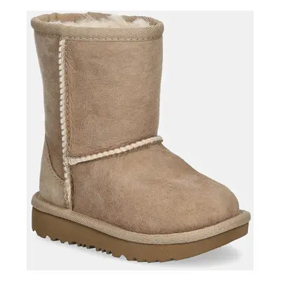 Dětské semišové sněhule UGG T CLASSIC II béžová barva