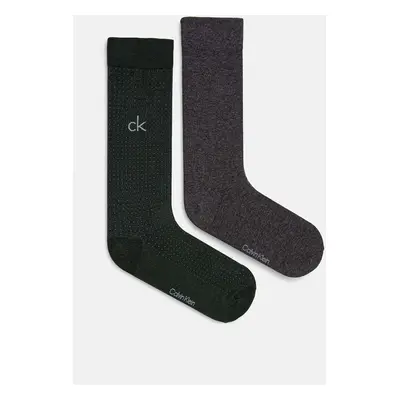 Ponožky Calvin Klein 2-pack pánské, zelená barva, 701229432