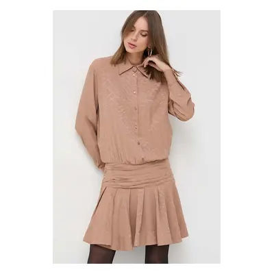 Šaty s příměsí hedvábí Pinko béžová barva, mini, oversize, 102306.A193