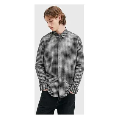 Bavlněná košile AllSaints NEO LS SHIRT černá barva, relaxed, s klasickým límcem, M044SB