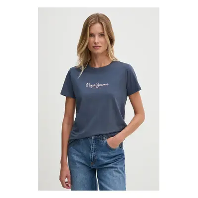 Bavlněné tričko Pepe Jeans FIORE tmavomodrá barva, PL505951