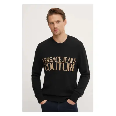 Vlněný svetr Versace Jeans Couture pánský, černá barva, 77GAFM01 CMH80