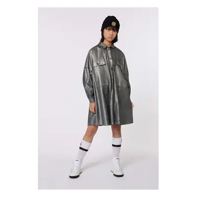 Dívčí šaty Dkny šedá barva, mini, oversize, D60263