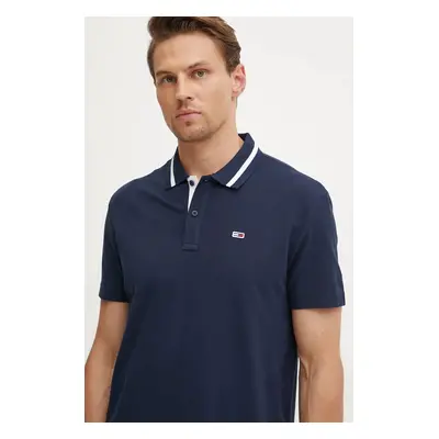 Bavlněné polo tričko Tommy Jeans tmavomodrá barva, DM0DM20443