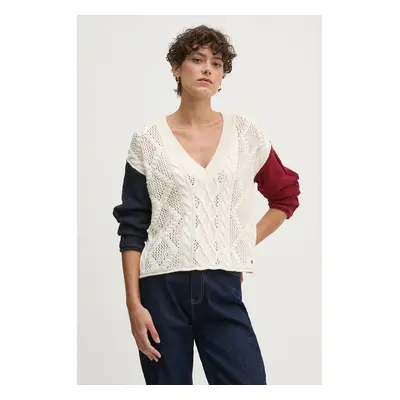 Svetr Pepe Jeans HADA V-NECK dámský, béžová barva, PL702209