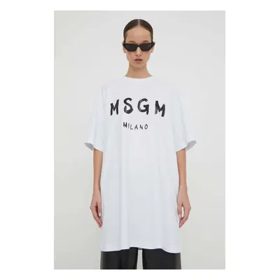 Bavlněné šaty MSGM bílá barva, mini, oversize, 2000MDA510.200002