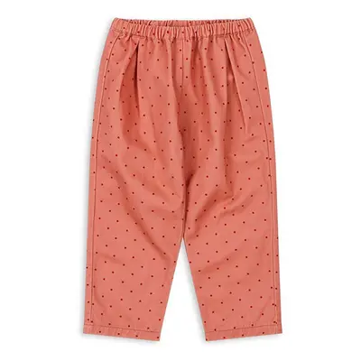 Kalhoty Konges Sløjd NOLA PANTS GOTS růžová barva, vzorované, KS101636