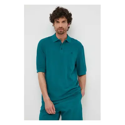 Bavlněné polo tričko United Colors of Benetton zelená barva