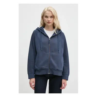 Mikina Pepe Jeans FELICITY ZIPPER dámská, modrá barva, s kapucí, hladká, PL581463