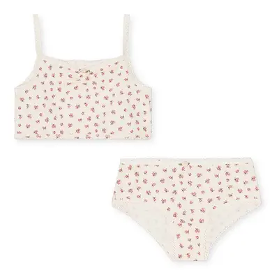 Set podprsenky a kalhotek pro děti Konges Sløjd BASIC UNDERWEAR SET GOTS béžová barva, KS101418