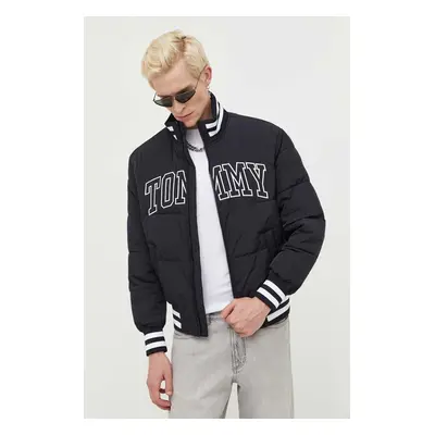 Bomber bunda Tommy Jeans černá barva, přechodná