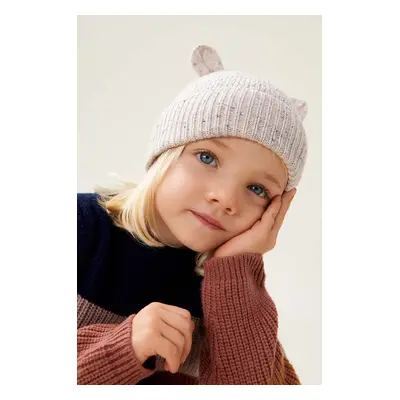 Dětská vlněná čepice Liewood Miller Beanie With Ears béžová barva, LW15090