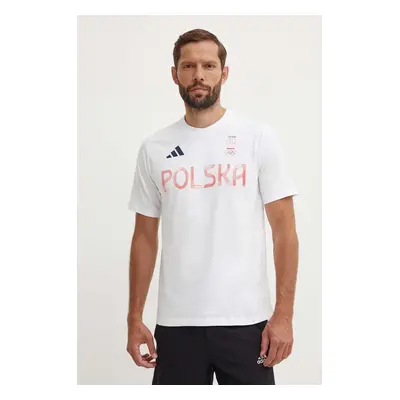 Tričko adidas Performance Poland bílá barva, s potiskem, JF6672