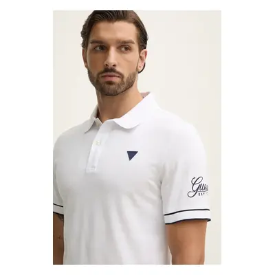 Polo tričko Guess LYLE bílá barva, s aplikací, M4BP60.K7O64