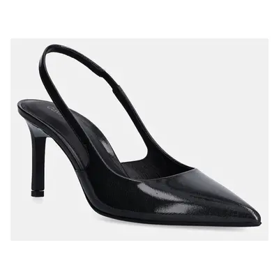 Kožené lodičky Calvin Klein HEEL SLINGBACK PUMP 70 SAFF LTH černá barva, HW0HW02068