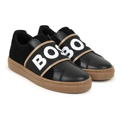 Dětské kožené sneakers boty BOSS černá barva, J51312