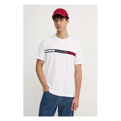 Bavlněné tričko Tommy Hilfiger bílá barva, s aplikací, MW0MW36498