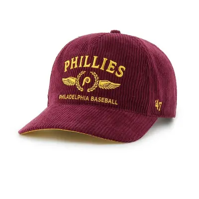 Manšestrová kšiltovka 47 brand MLB Philadelphia Phillies vínová barva, s aplikací, B-SKYLC19EWP-