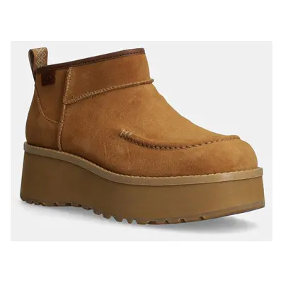 Semišové boty UGG Cityfunc Ultra Mini hnědá barva, na platformě, 1158193-CHE