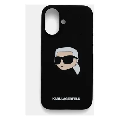 Obal na telefon Karl Lagerfeld iPhone 16 6.1 černá barva, KLHMP16SSKHPPLK