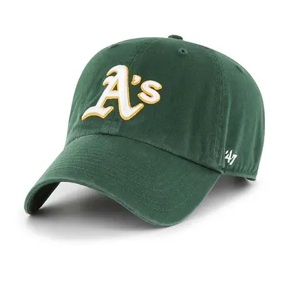 Bavlněná čepice 47brand MLB Oakland Athletics zelená barva, s aplikací, B-RGW18GWS-DGE