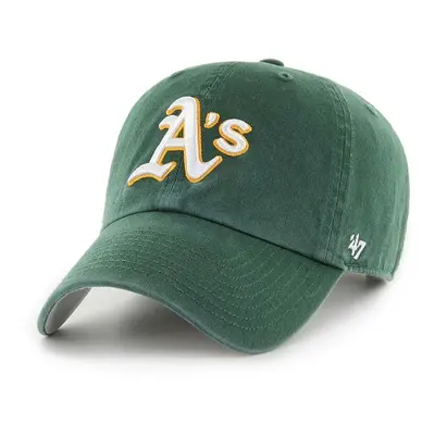 Bavlněná baseballová čepice 47 brand MLB Oakland Athletics zelená barva, s aplikací, BCPTN-DBLUN