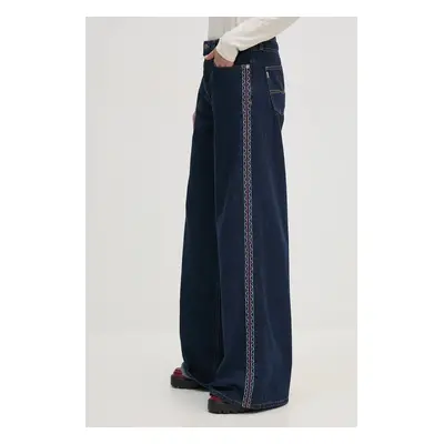 Džíny Pepe Jeans WIDE LEG JEANS MW CRAFT dámské, tmavomodrá barva, PL204839