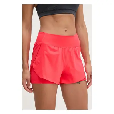 Tréninkové šortky Under Armour Flex červená barva, hladké, high waist