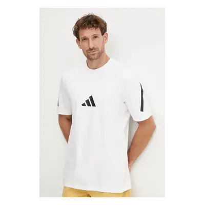 Bavlněné tričko adidas ZNE bílá barva, s potiskem, JE3078