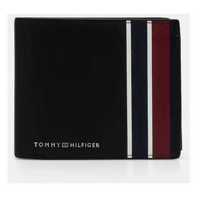 Kožená peněženka Tommy Hilfiger černá barva, AM0AM12777