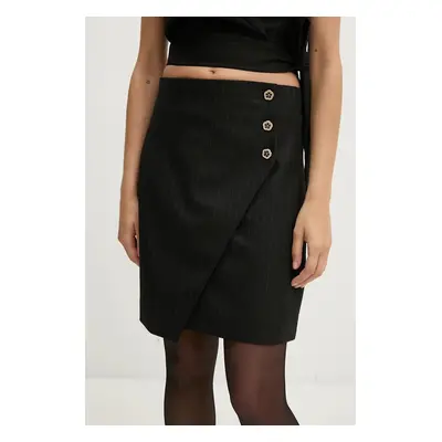 Sukně s příměsí vlny Bruuns Bazaar BillBBMadina skirt černá barva, mini, áčková, BBW4106