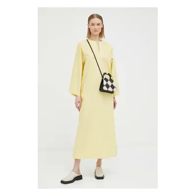 Bavlněné šaty By Malene Birger žlutá barva, maxi, oversize