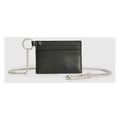 Kožené pouzdro na karty AllSaints MAKOTO CHAIN CARD HO černá barva, M169XB