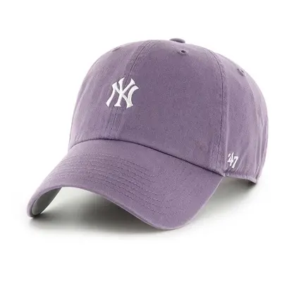 Bavlněná baseballová čepice 47 brand MLB New York Yankees fialová barva, s aplikací, B-BSRNR17GW