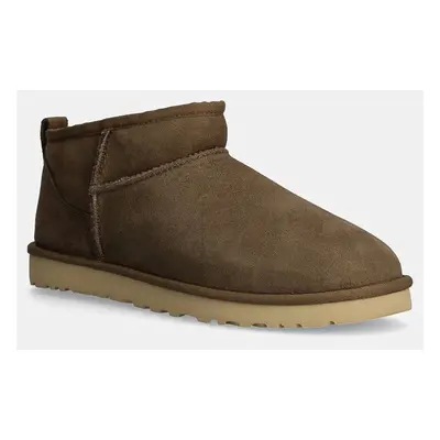 Semišové sněhule UGG Classic Ultra Mini hnědá barva, 1137391-HCK