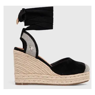 Espadrilky U.S. Polo Assn. STEFY dámské, černá barva, na klínku, STEFY001W 4HT1