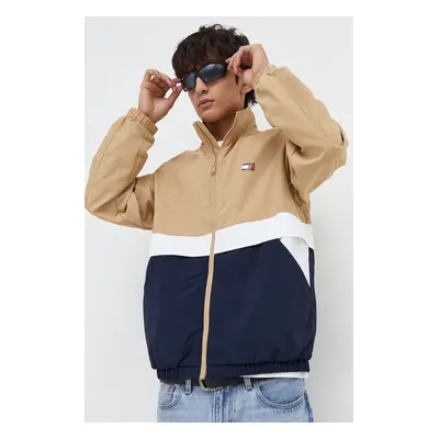 Bunda Tommy Jeans pánská, béžová barva, přechodná, DM0DM17887