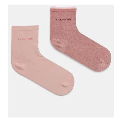 Ponožky Calvin Klein 2-pack dámské, růžová barva, 701229452