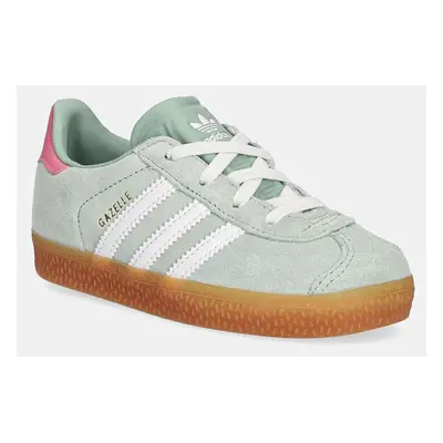 Dětské semišové sneakers boty adidas Originals GAZELLE CF EL zelená barva, IH2782